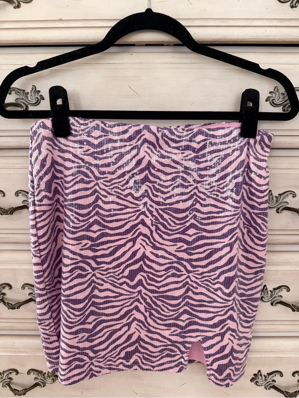 NWT Rue21 Pink and Purple Zebra-Print Mini Skirt with Sequins